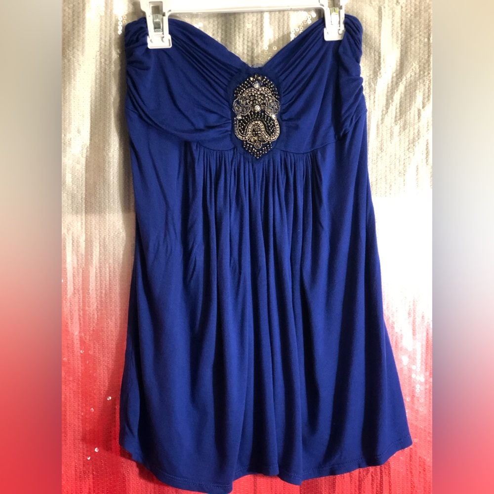 Blue strapless top by Phanuel size Medium